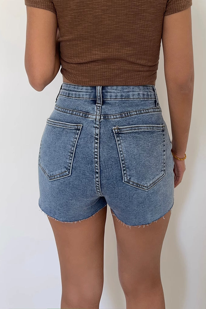 Buckle Detail Raw Trim Shorts