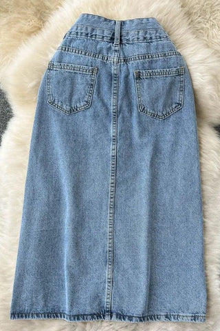 Denim Skirts Bows Decoration Split Jeans Skirts Lady Bottoms