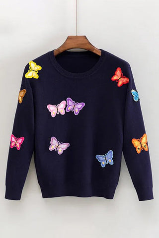 Luxury Butterfly Pullover Style Knitted Sweater Warm Casual Tops