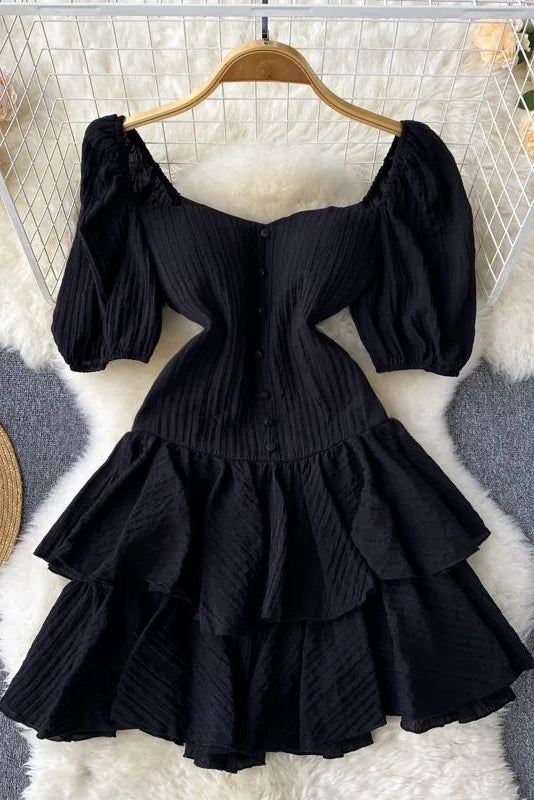 Retro Cascading Ruffles Gothic Mini Dress