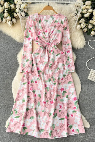 Print Long Dress Elegant High Waist A-line Party Vestidos Dress