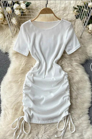 Robe moulante froncée pour soirée, mini-robe décontractée