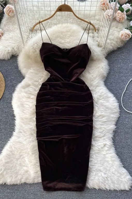 Romantic Velvet Party Dress Strap Bodycon Dress Aesthetic Vestidos Dress