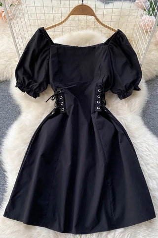 Gothic Bandage Minikleid Puffärmelkleid