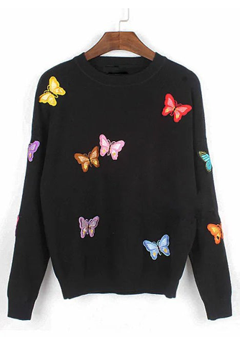 Luxury Butterfly Pullover Style Knitted Sweater Warm Casual Tops