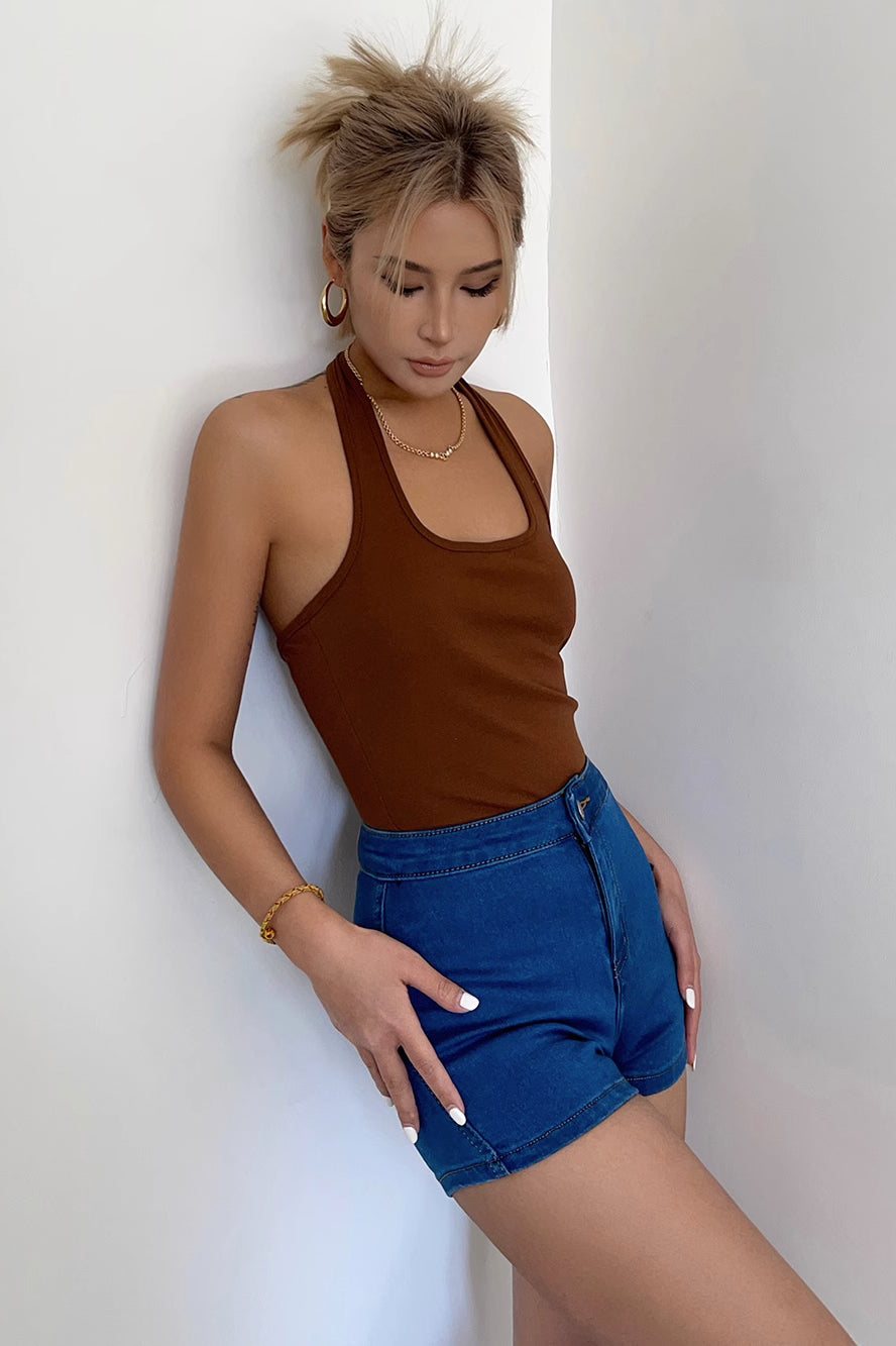 Halter Solid Sleeveless Cami Tops