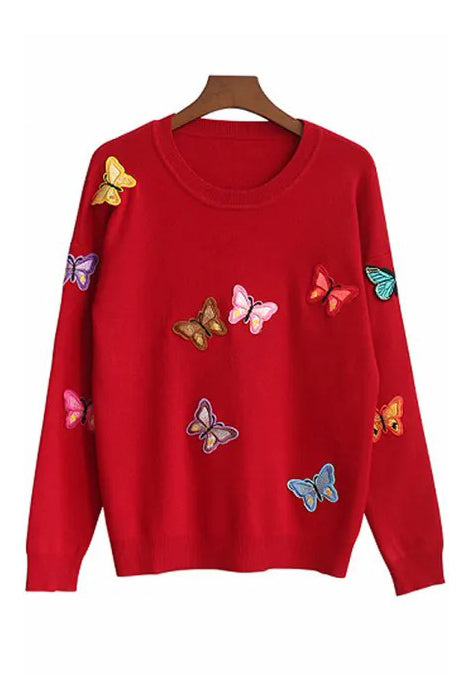 Luxury Butterfly Pullover Style Knitted Sweater Warm Casual Tops