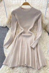 Irregular Hem Knitted Sweater Dress Elegant Party Dress