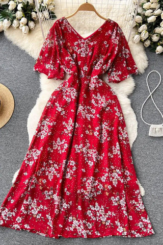 Robe longue en mousseline à imprimé floral romantique