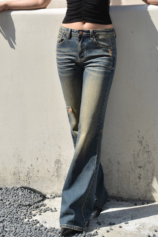 Retro Ripped Straight Leg Jeans