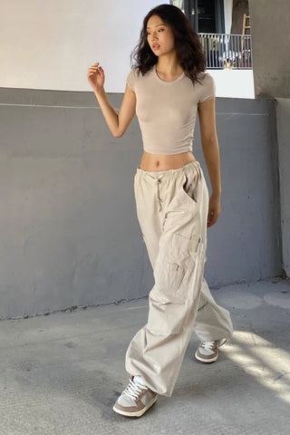 Wide Leg Pocket Side Cargo Pants