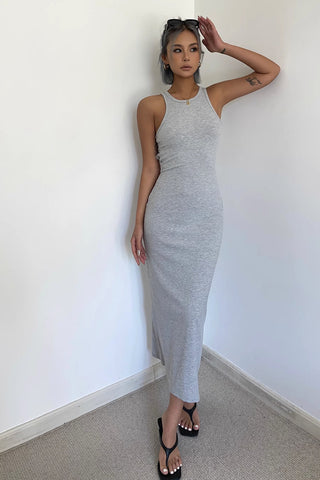 Solid Sleeveless Backless Bodycon Dress