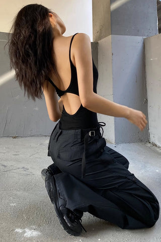 Spaghetti Strap Crop Backless Jumpsuit