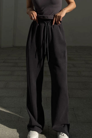 Straight Leg Seam Elastic Waist Sports Pants