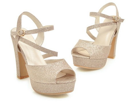 Glowing Beauty Glitzer Plateau Heels