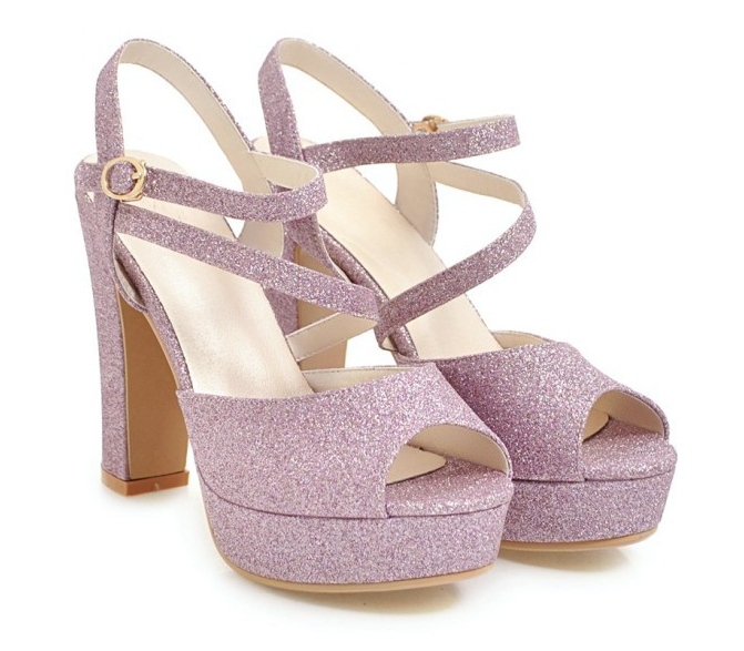 Glowing Beauty Glitzer Plateau Heels