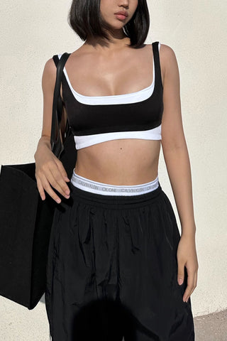 Rib-knit Off Shoulder Tight Tank Top Two Piece Set