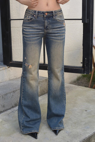 Retro Ripped Straight Leg Jeans