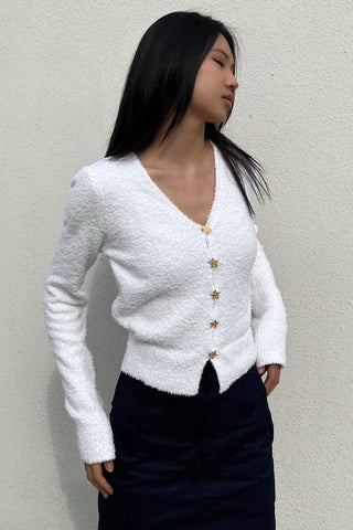 Buttoned Front Ribbed Knit Sweater