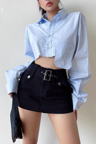 Sexy Wide Belt Wrap Buttocks Super Shorts Skirt