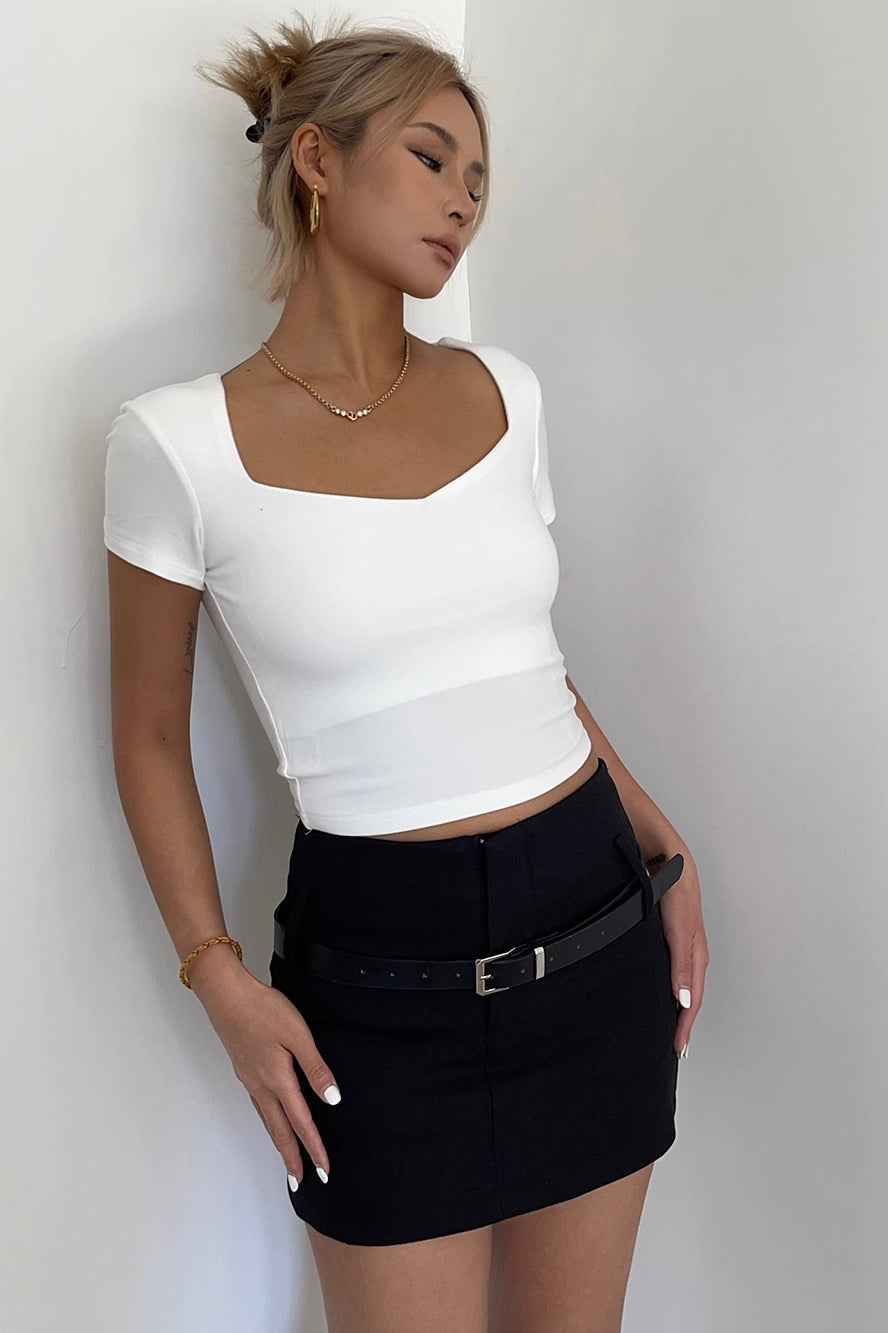 Short Sleeve Solid Cut Out Tops