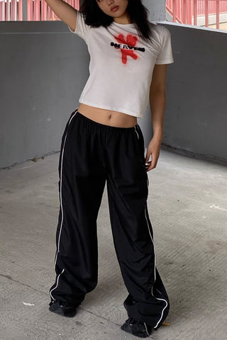 Contrast Side Seam Elastic Waist Sports Pants