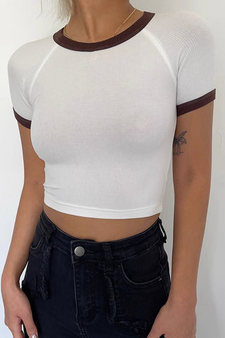 Contrast Trim Slim Cut Out Tops