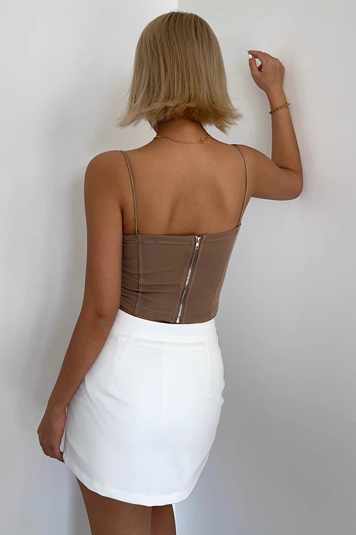 Zip Up Back Asymmetrical Hem Vest Tops