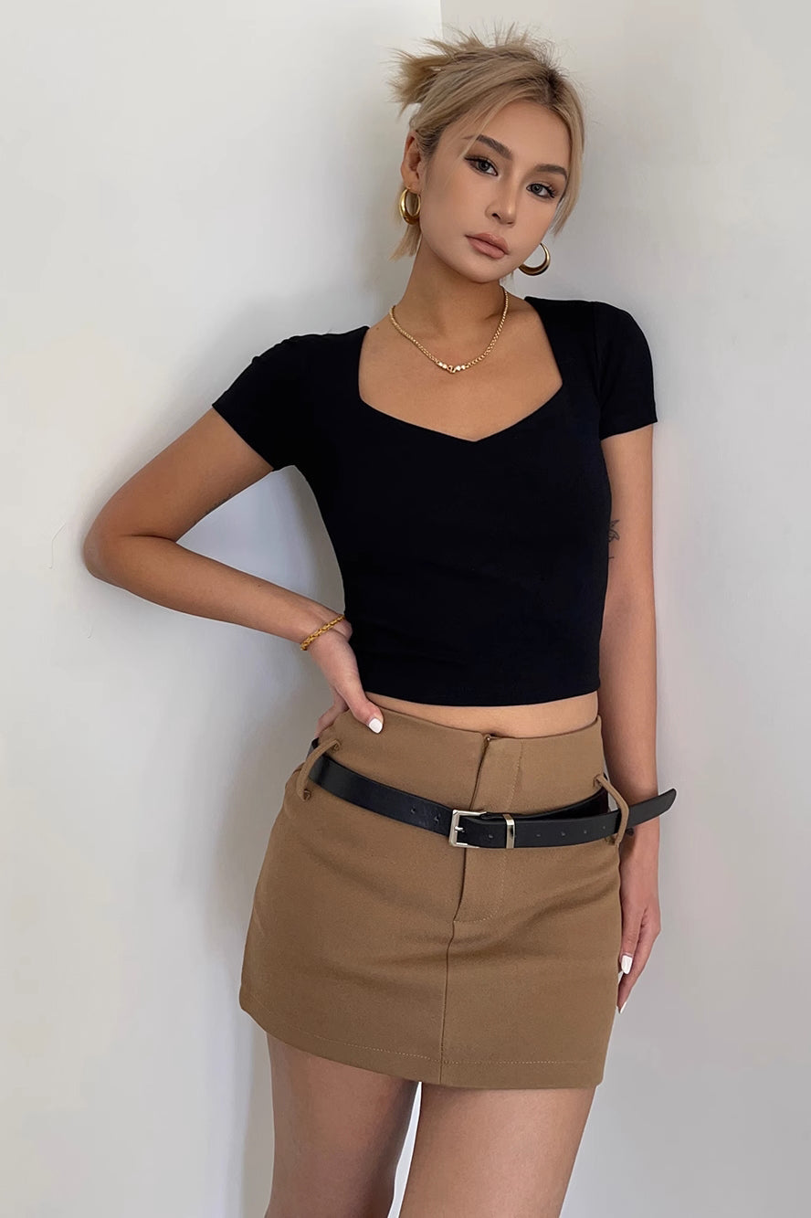 Zip Detail Solid Skirts