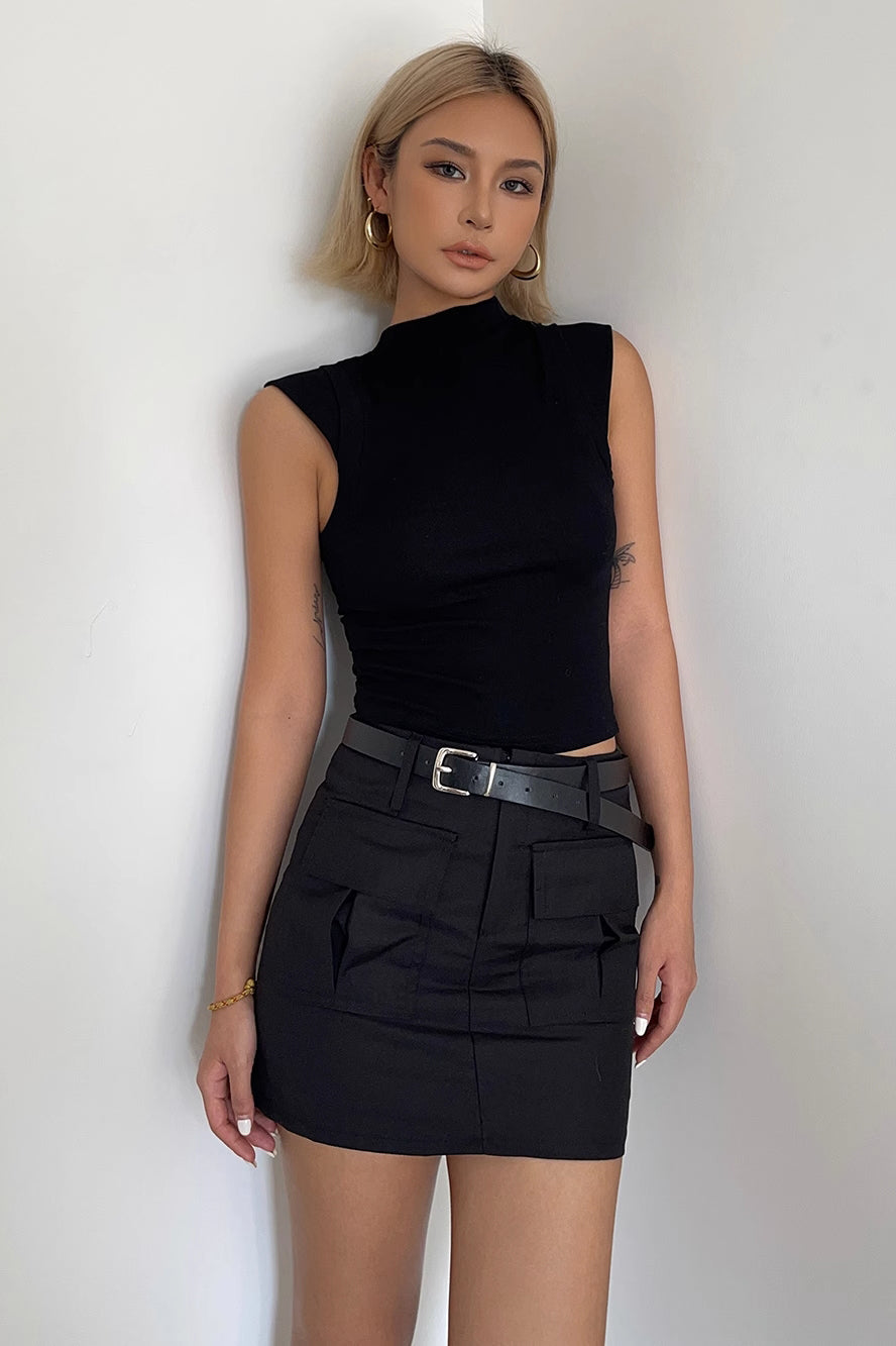 Pocket Side Cargo Satin Skirts