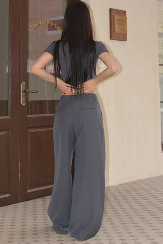 Zip Up Pocket Side Wide Leg Pants