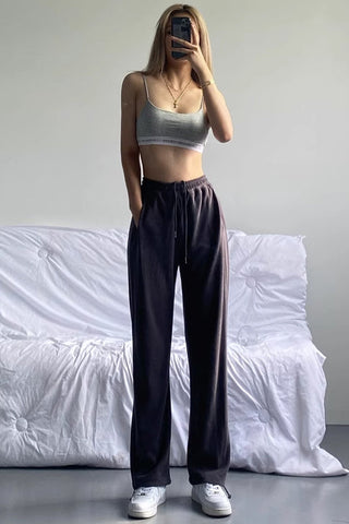 Drawstring Waist Seam Elastic Waist Sports Pants