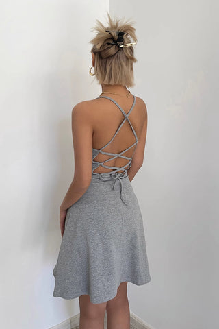 Backless Solid Spaghetti Straps Dress