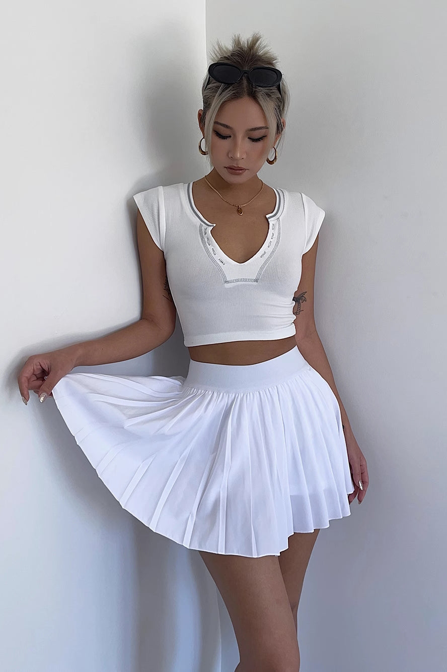 Solid A-Line Pleated Mini Skirt