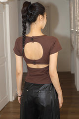 Backless Knot Back Solid Tops Shirts