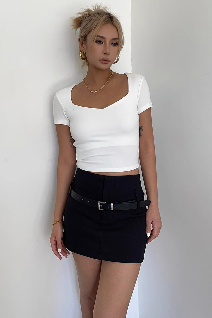 Short Sleeve Solid Cut Out Tops