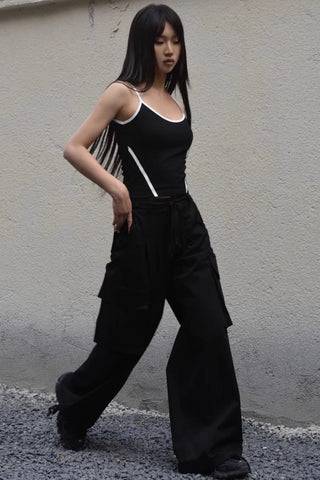 Contrast Side Spaghetti Strap Cami Top