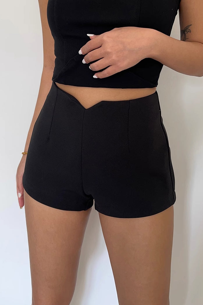 Zip Up Side Solid Shorts