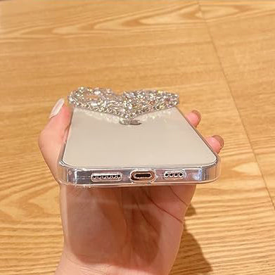 3D Liebesherz Transparente Linse Kamera Glitzer Diamant Weiche Handyhülle für iPhone Cover Klar für iPhone 11 12 13 14 15