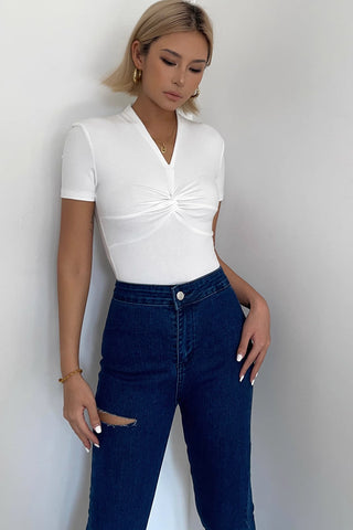 Crisscross Front Short Sleeve Cami Tops