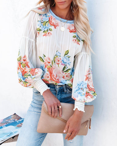 Valencia Rose Printed Blouse - Pink Multi