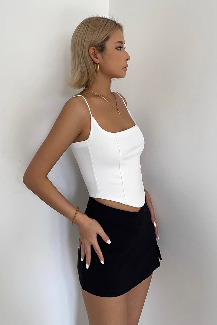 Zip Up Back Asymmetrical Hem Vest Tops