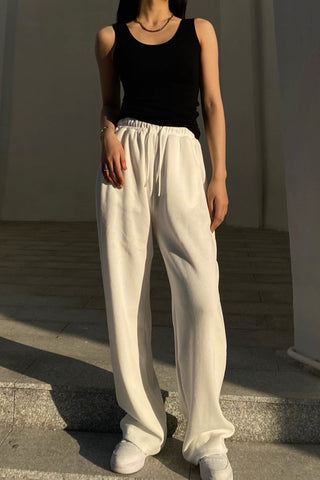 Straight Leg Seam Elastic Waist Sports Pants