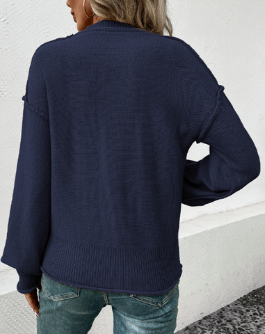 Solide Oberteile mit geteilter Naht und Tasche und Rundhalsausschnitt