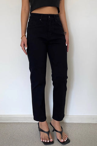 High Waist Slant Pocket Straight Leg Jeans