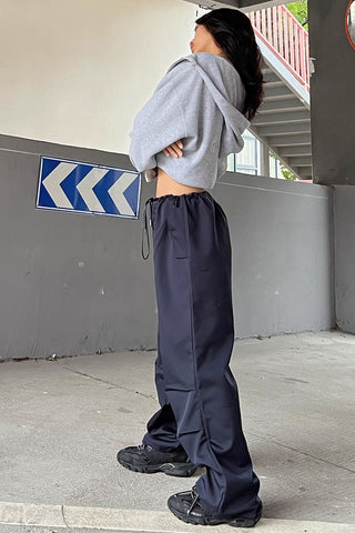 Drawstring Waist Pocket Wide Leg Pants