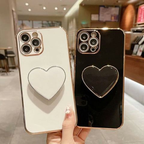 3D Holder Phone Case for IPhone 11 12 13 14 15 Soft Cover Camera Protection Fundas