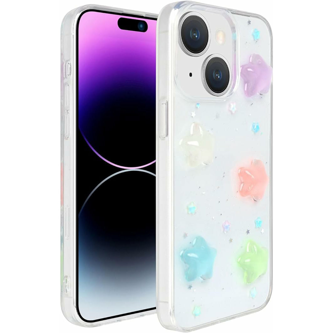 For Iphone Case Cover Y2K Luminous 3D Stars Case Cute Kawaii Glowing In Dark Star Transparent Protective Shockproof Back Cover For Iphone 11 12 13 14 15