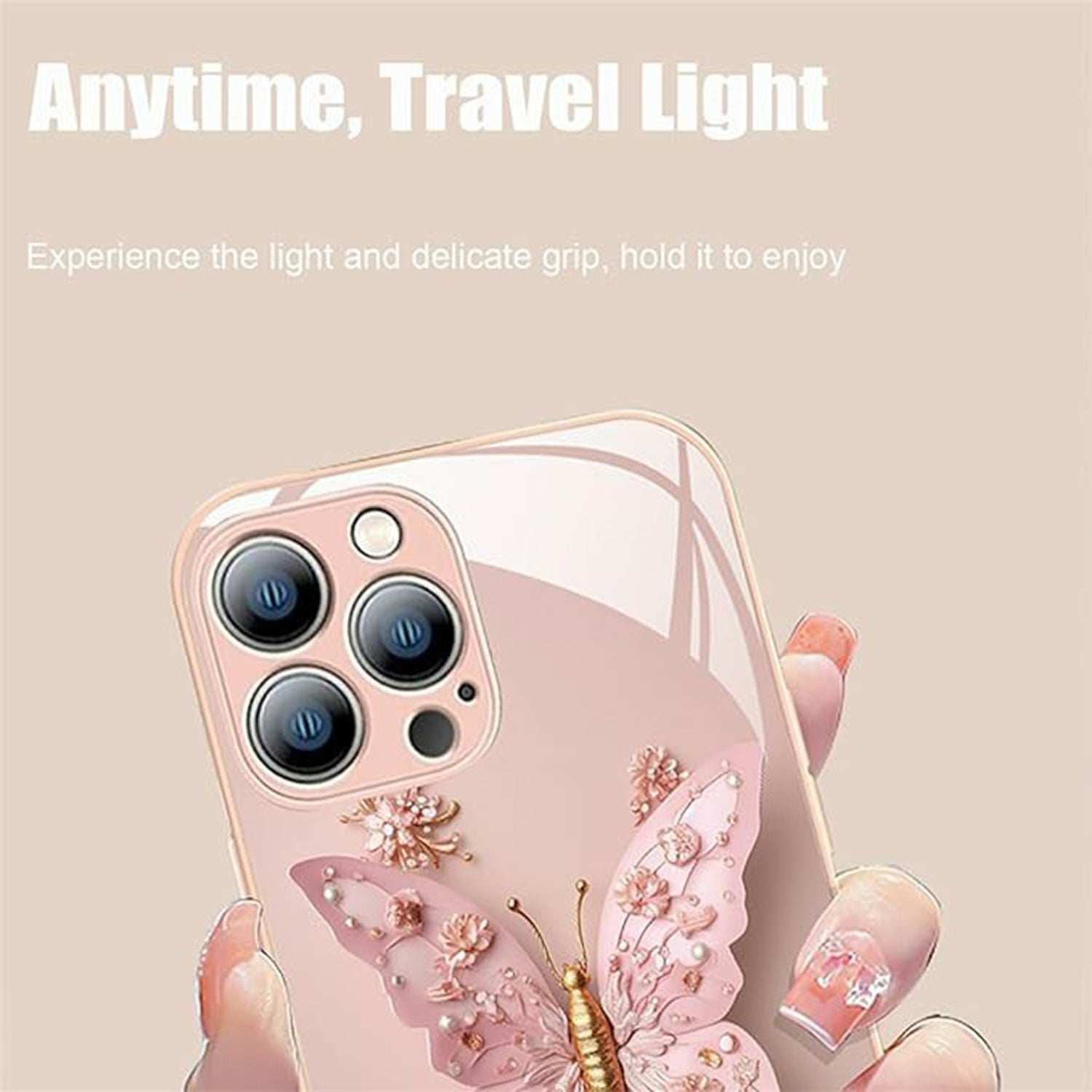 Flat 3D Butterfly Pattern Glass Cover for iPhone Floral Butterfly Pattern Case for iPhone 12 13 14 15 Girly Phone Cases Protective Cover