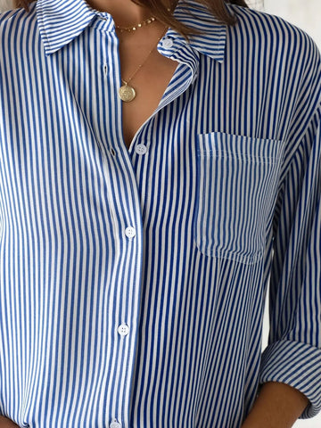 Workflow Striped Button Down Top - Blue